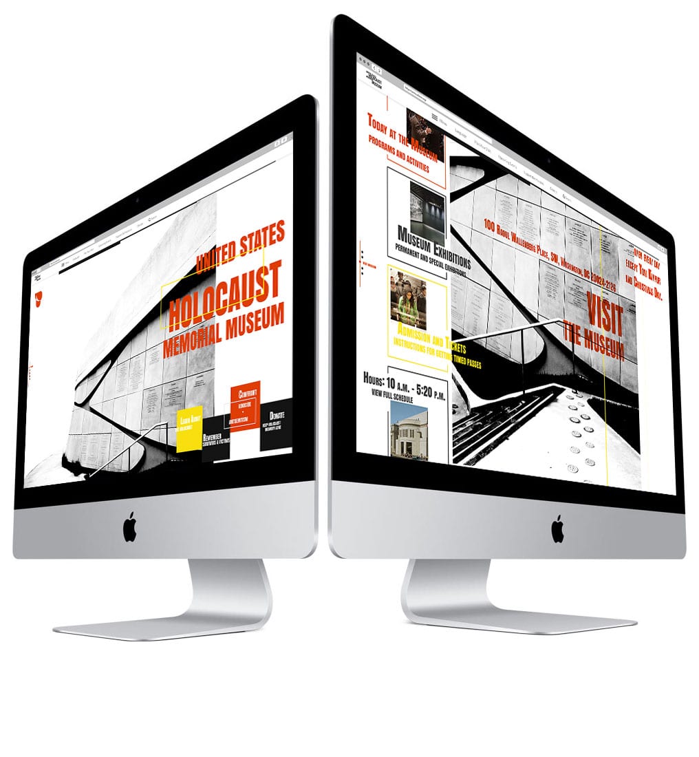 USHMM front website page sections on iMac