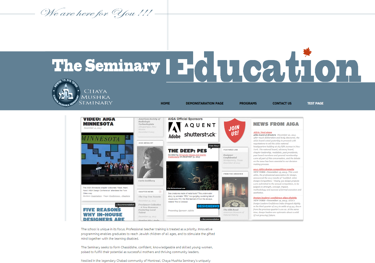 29 The Seminary website design